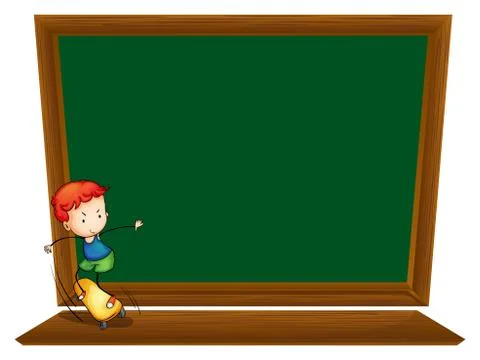 A blackboard with a boy skating Stock Illustration