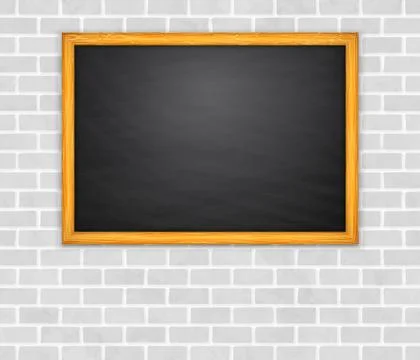 Blackboard on brickwall background Stock Illustration