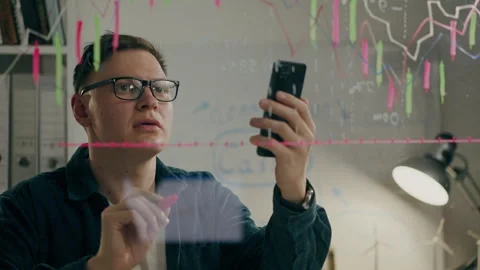 Blackboard, Business project expert evaluates business risks by studying bus Stock Footage 242999095