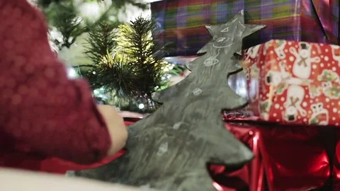 Blackboard for chalk in the form of a Christmas tree. Stock Footage 69899827