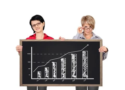 Blackboard with chart Stock Photos