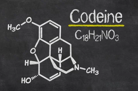Blackboard with the chemical formula of codeine Иллюстрация