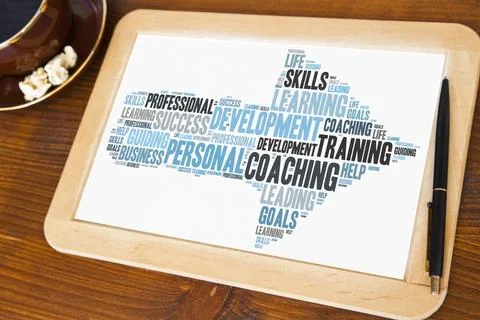 Blackboard with coaching word cloud Stock Photos