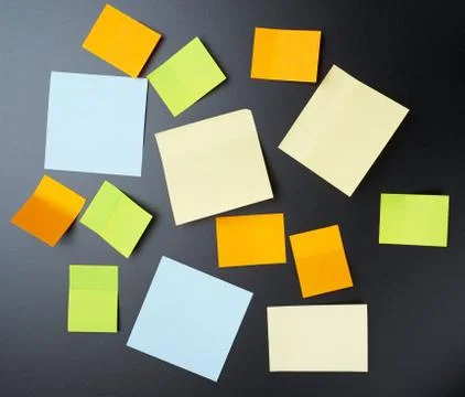 Blackboard covered with sticky notes Stock Photos