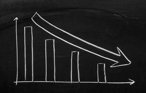 Blackboard with declining chart. Blackboard with declining chart. Stock Photos