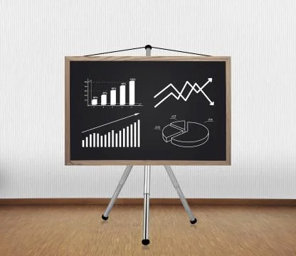 Blackboard with drawing chart Foto stock