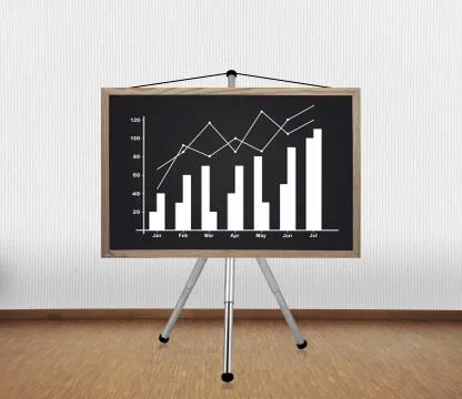 Blackboard with drawing chart Stock Photos
