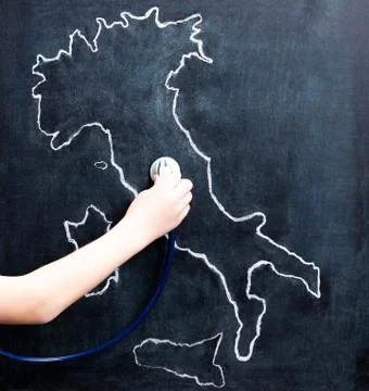 Blackboard drawing of Italy Stock Photos