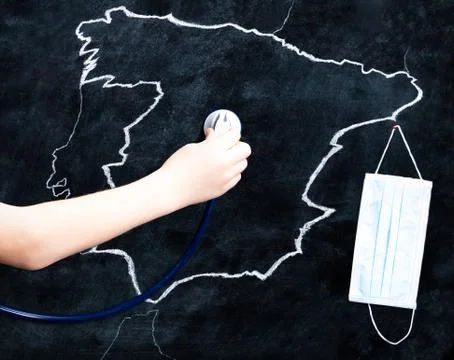 Blackboard drawing of Spain Stock Photos