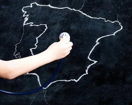 Blackboard drawing of Spain Stock Photos