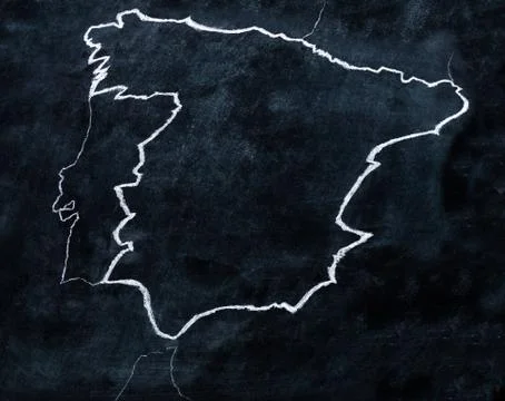 Blackboard drawing of Spain Stock Photos