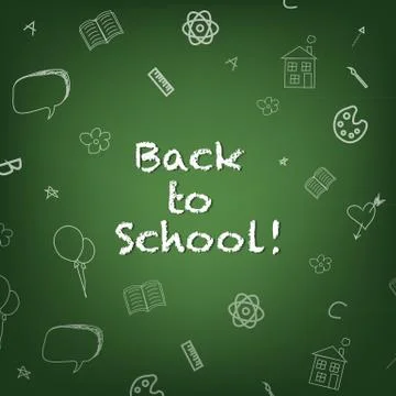 Blackboard with drawings Stock Illustration