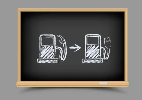 Blackboard evolution future gas station Stock Illustration