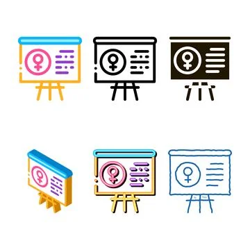 Blackboard female icon range vector outline Illustrazione stock