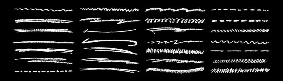 Blackboard friendly underline line bundle mixing chalk pencil white brush crayon Stock Illustration