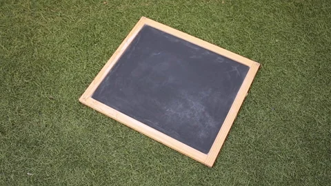 Blackboard on grass. Learning concept. New normal concept. Video stock 131603365