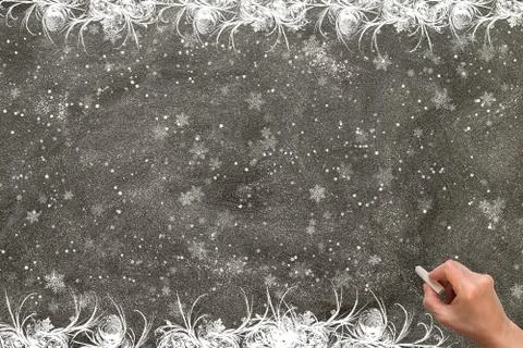 Blackboard with a hand starting to write 스톡 사진