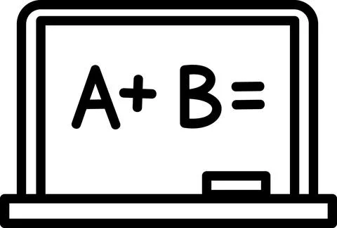 Blackboard icon with math formulas and text Stock Illustration