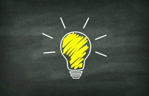 Blackboard with light bulb Stock Illustration