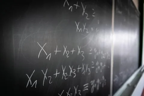 Blackboard with math lesson written on it 스톡 사진