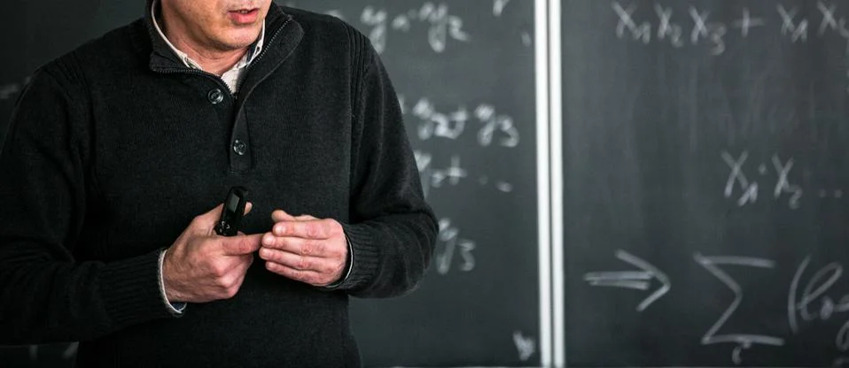 Blackboard with math lesson written on it Stock Photos