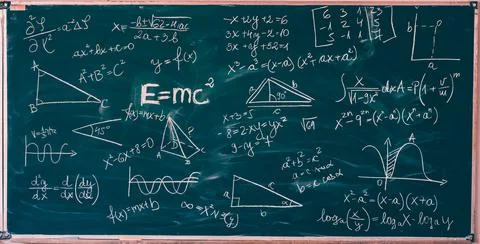 Blackboard with math lesson written on it Stock Photos