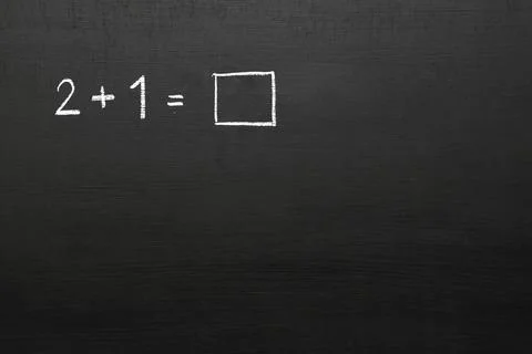 Blackboard with Math problem. Numbers and mathematical symbols used in calcul Stock Photos