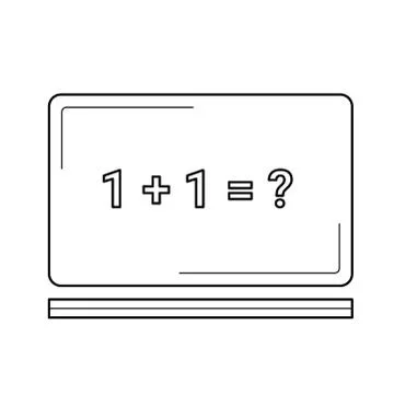 Blackboard with math task vector line icon. Illustrazione stock