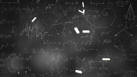 Blackboard with mathematical formula and elements Stock Footage 166375967