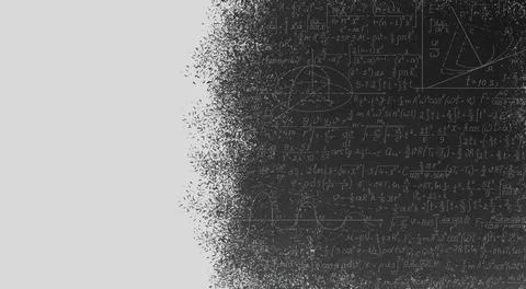 A blackboard with mathematical formulas written on it. Stock Illustration