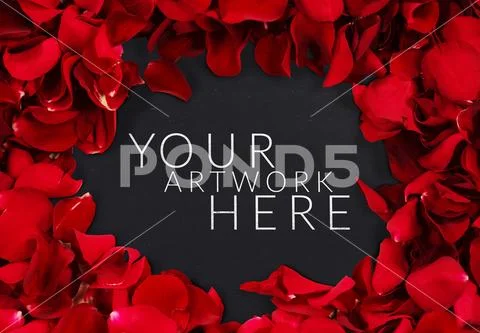 Blackboard in the middle of roses PSD Template