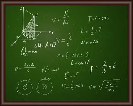 Blackboard with physical formulas Stock Illustration