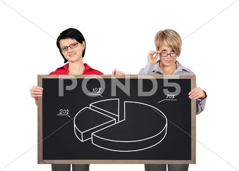 Blackboard with pie chart Stock Photos