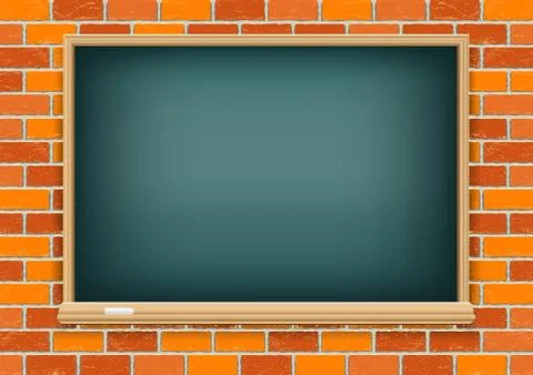 Blackboard on red brick background Stock Illustration