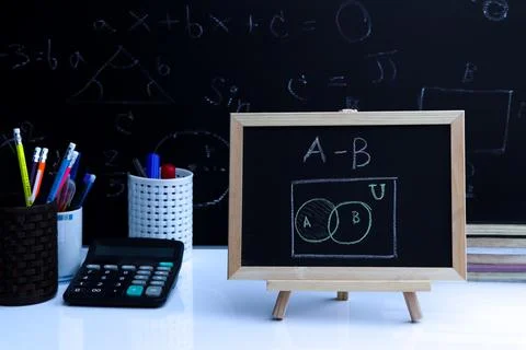 Blackboard with sample basic set hand written Stock Photos