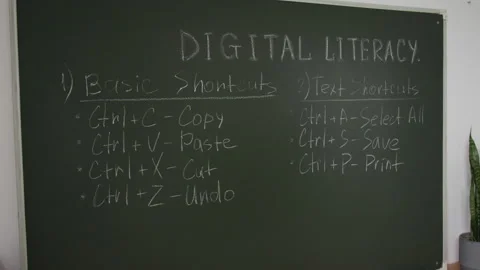 Blackboard with Shortcuts in Computer Literacy Class Stock Footage 333707512