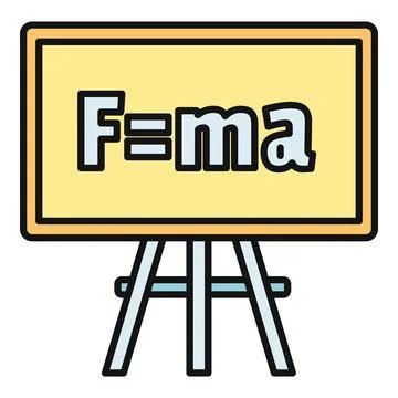 Blackboard showing newton's second law fma equation Stock Illustration