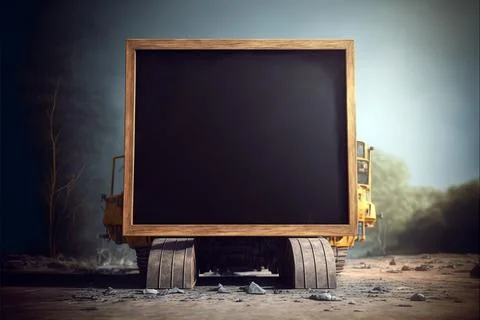 A blackboard standing outside at an construction site, ai generated 스톡 일러스트