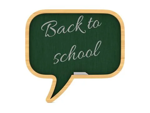 Blackboard with text back to school on white background. Isolated 3D illustra Stock Illustration