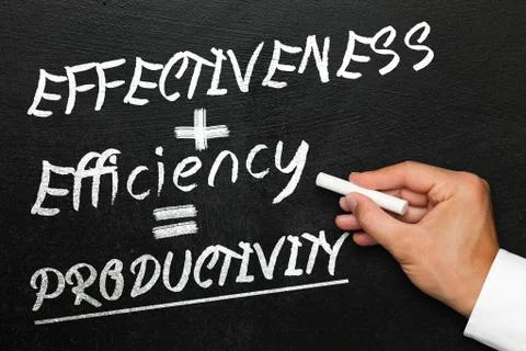 Blackboard with text effectiveness, efficiency and productivity. Hand with ch Stock Illustration