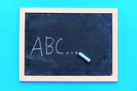 Blackboard texture chalk draw and write A B C for education in school chalk.. Stock Photos
