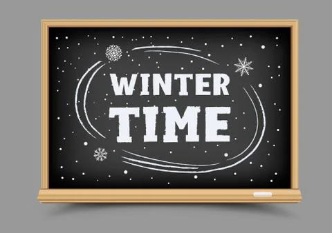 Blackboard winter time Stock Illustration