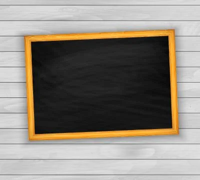 Blackboard on wooden background vector Stock Illustration