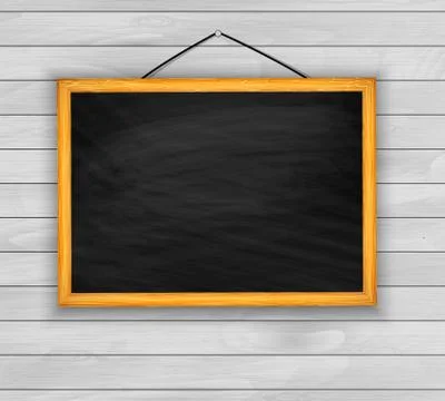 Blackboard on wooden background vector Stock Illustration