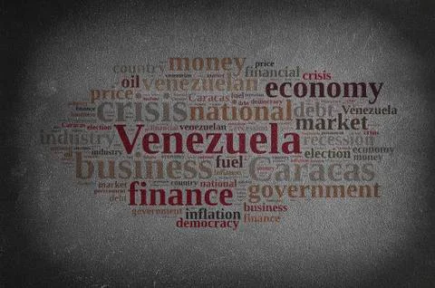 Blackboard with word cloud on Venezuela. Stock Illustration