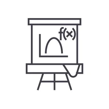 Blackboard,mathematics vector line icon, sign, illustration on background Stock Illustration