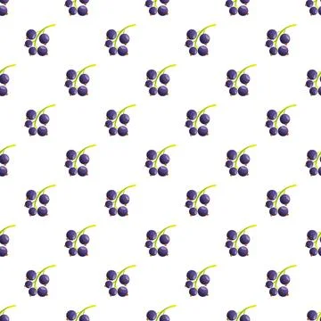 Blackcurrant berries seamless pattern with organic fruit background Stock Illustration