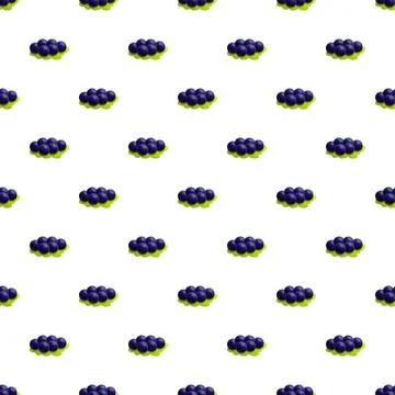 Blackcurrant berries seamless pattern on white background Illustrazione stock