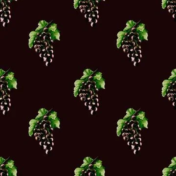 Blackcurrant watercolor pattern design for textiles and packaging Stock Illustration