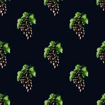 Blackcurrant watercolor pattern for textile and wrapping design Stock Illustration